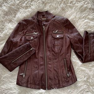 slim style brown leather jacket